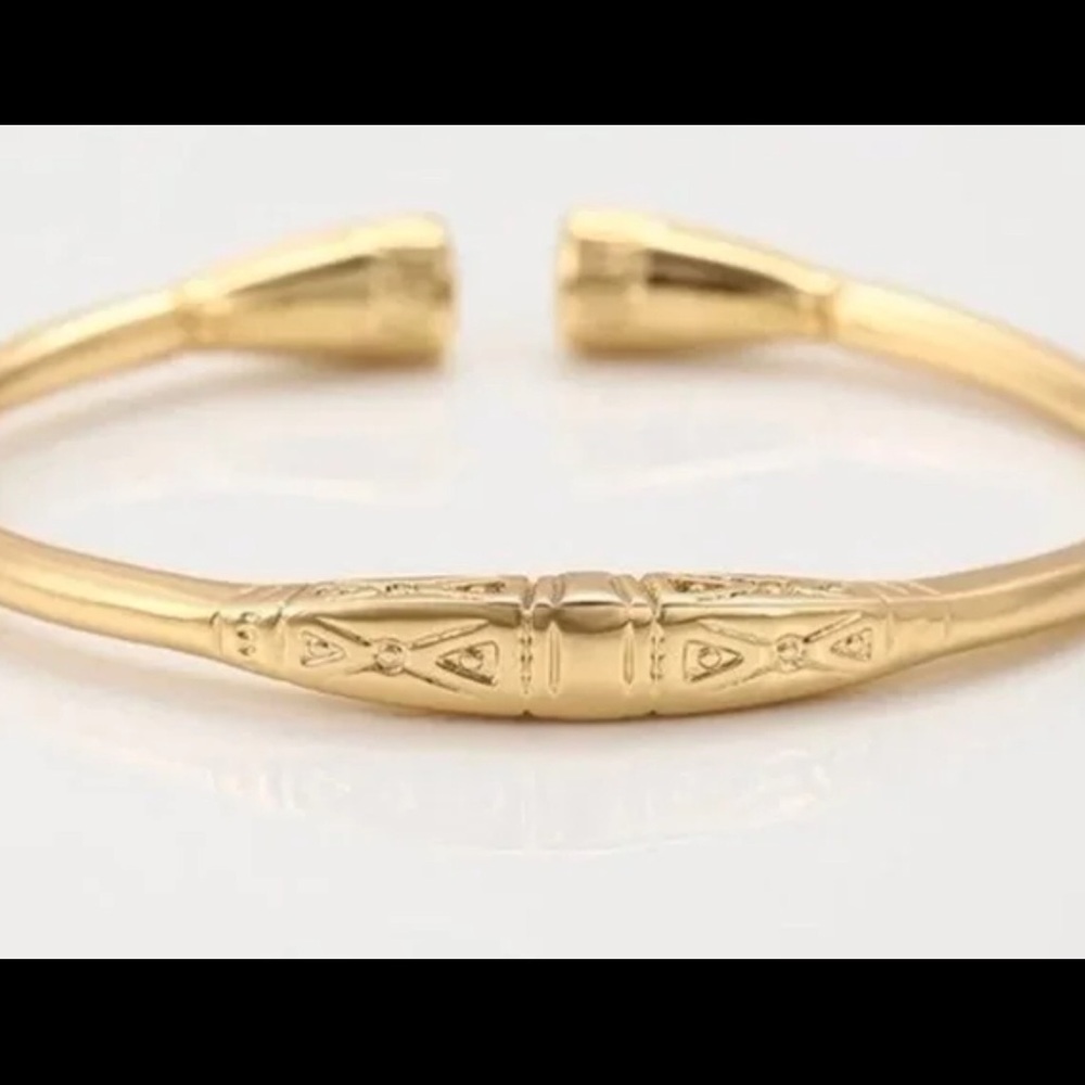 Egyptian Hieroglyph Bracelet 18k Gold Fashion Bangle Packaged For Gifting NWT